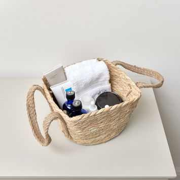 Rustic Woven Storage Basket with Handles - Small