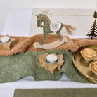 Sage Green Felt Standing Rocking Horse Decoration - 16cm