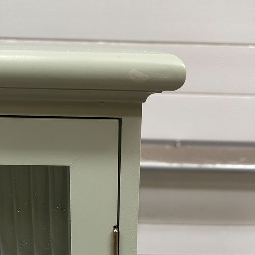 Sage Green Reeded Glass Wall Cabinet with Drawers - DAMAGED SECONDS