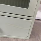 Sage Green Reeded Glass Wall Cabinet with Drawers