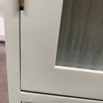 Sage Green Reeded Glass Wall Cabinet with Drawers