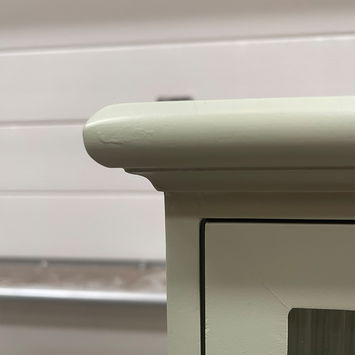 Sage Green Reeded Glass Wall Cabinet with Drawers
