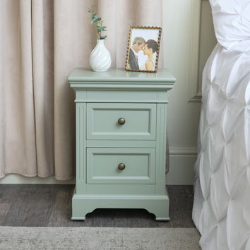 Sage Green Two Drawer Bedside Table - Daventry Sage Green Range