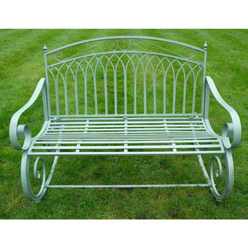 Sage Green Vintage Garden Rocking Bench