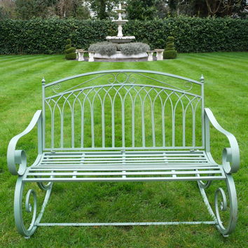 Sage Green Vintage Garden Rocking Bench