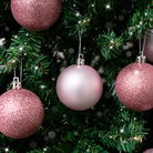 Set of 10 Mixed Pink Glitter Baubles