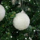 Set of 10 White Snowy Snowball Baubles