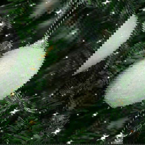 Set of 10 White Snowy Snowball Baubles