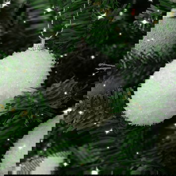 Set of 10 White Snowy Snowball Baubles