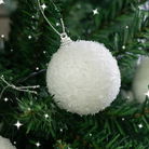 Set of 10 White Snowy Snowball Baubles