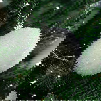 Set of 10 White Snowy Snowball Baubles