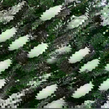 Set of 10 White Snowy Snowball Baubles