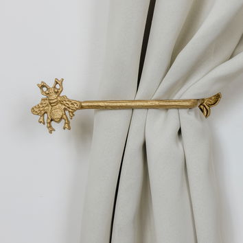 Set of 2 Antique Gold Metal Bumblebee Curtain Tie Backs