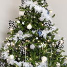 Set of 2 Black & White Checked Bow Decorations - 17cm