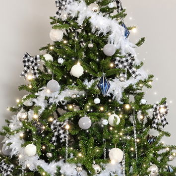 Set of 2 Black & White Checked Bow Decorations - 17cm