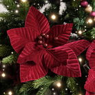 Set of 2 Dark Red Poinsettia Pick Decorations - 28cm