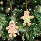 Set of 2 Gingerbread People Bauble Decorations - 7cm