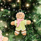 Set of 2 Gingerbread People Bauble Decorations - 7cm