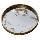Set of 2 Gold Marble Mirror Round Tray Tables