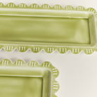 Set of 2 Green Enamel Embossed Scalloped Tray