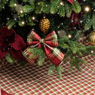 Set of 2 Green & Red Tartan Decorative Bow - 24cm