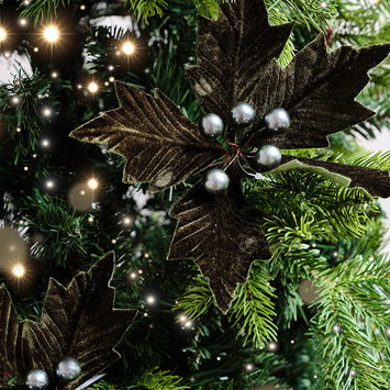 Set of 2 Green Velvet Poinsettia Picks Decorations - 20cm