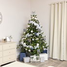 Set of 2 Icy Blue Glitter Striped Reeded Hanging Baubles - 8cm