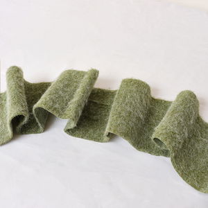 Set Of 2 Large Beige & Green Wool Table Runners - 140cm
