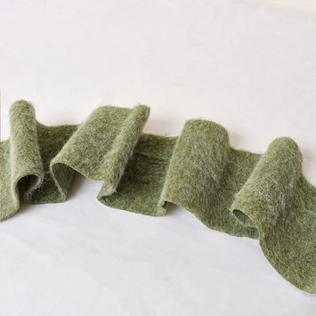 Set Of 2 Large Beige & Green Wool Table Runners - 140cm