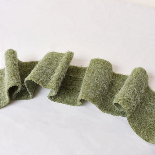 Set Of 2 Large Beige & Green Wool Table Runners - 140cm