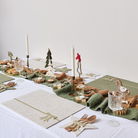Set Of 2 Large Beige & Green Wool Table Runners - 140cm