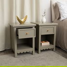 Set Of 2 One Drawer Scalloped Bedside Tables - Staunton Taupe Range