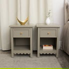 Set Of 2 One Drawer Scalloped Bedside Tables - Staunton Taupe Range