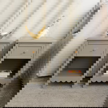 Set Of 2 One Drawer Scalloped Bedside Tables - Staunton Taupe Range