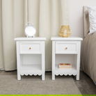 Set Of 2 One Drawer Scalloped Bedside Tables - Staunton White Range