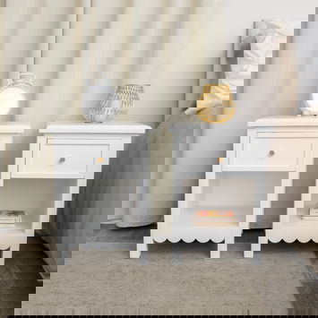 Set Of 2 One Drawer Scalloped Bedside Tables - Staunton White Range