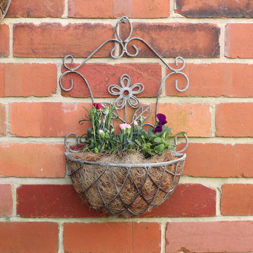 Set of 2 Ornate Antique Grey Wall Planters