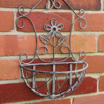 Set of 2 Ornate Antique Grey Wall Planters