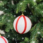 Set of 2 Red & White Striped Christmas Tree Baubles 