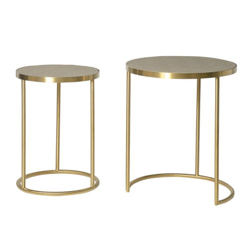 Set of 2 Gold & Sage Green Nest Tables