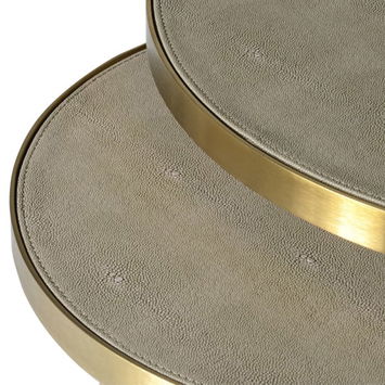 Set of 2 Gold & Sage Green Nest Tables