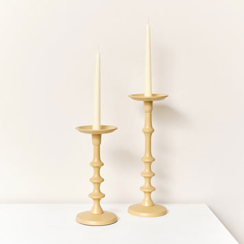 Set of 2 Yellow Candle Holders