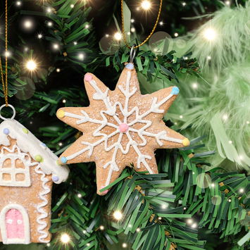 Set of 3 Assorted Colourful Gingerbread Cookie Christmas Tree Baubles