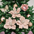 Set of 3 Blush Champagne Glitter Poinsettia Pick Decorations