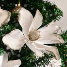 Set of 3 Champagne Cream Glitter Poinsettia Pick Decorations