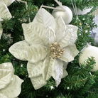 Set of 3 Champagne Poinsettia With Clip Decorations