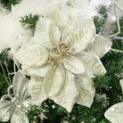 Set of 3 Champagne Poinsettia With Clip Decorations