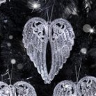 Set of 3 Clear Glitter Angel Wings Hanging Christmas Decorations - 15cm