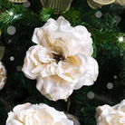 Set of 3 Cream Rose Clip Christmas Decorations - 15cm
