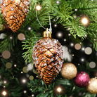 Set of 3 Gold & Bronze Sequin Pinecone Bauble Decorations - 6.5cm